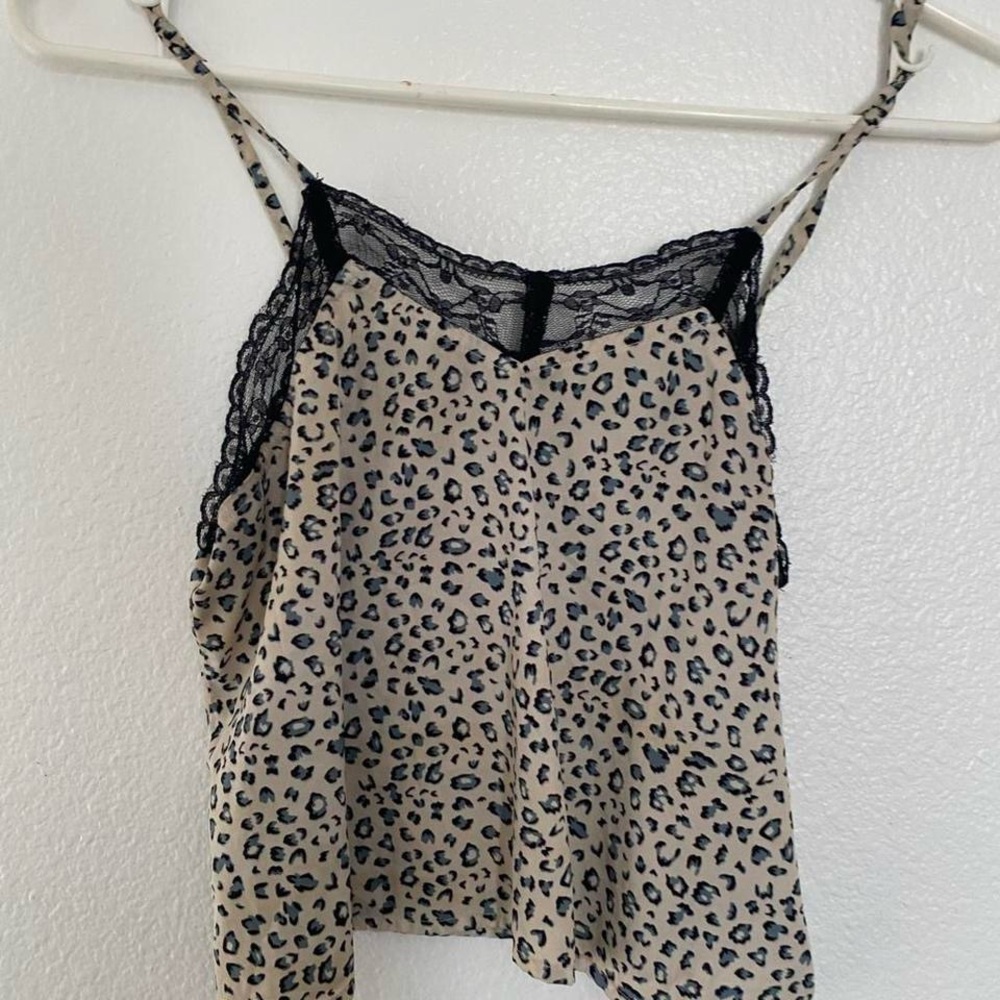 Leopard Print Lace Trim Cami Top